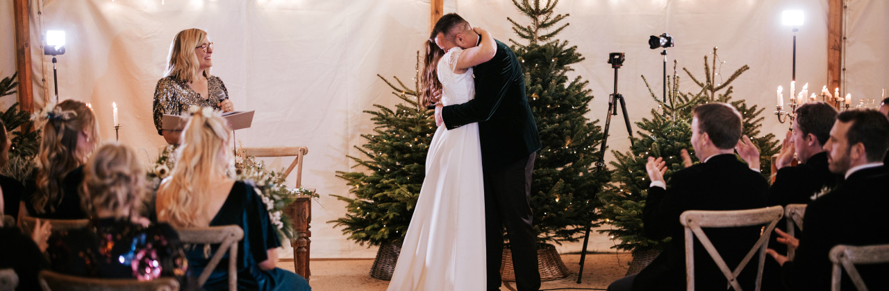 A man and woman hugging