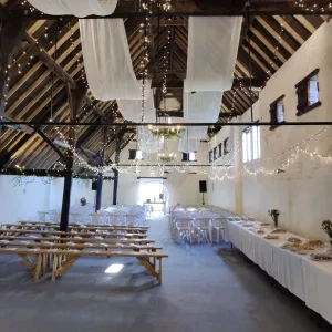 The inside of a barn where a memorial was used 